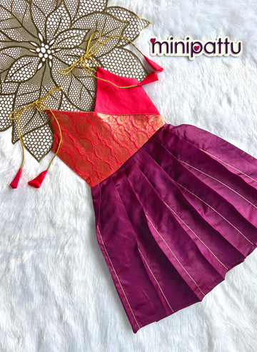 Hamsika - Pink burgundy Frock Minipattu