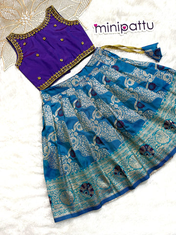 Jhanvi - Voilet Blue Designer Minipattu