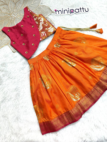 Poorna - Red Orange Designer Minipattu