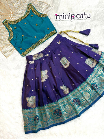 Jhanvi - Teal Blue voilet Designer Minipattu