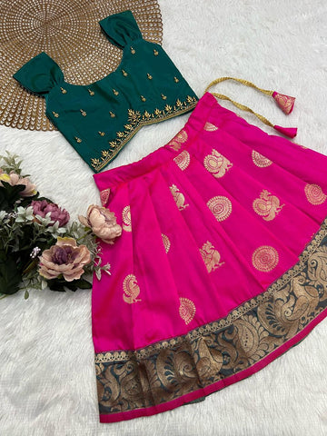 Leela - Green Pink Designer Minipattu