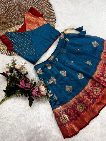Lekha - Blue Red Patola Designer Minipattu