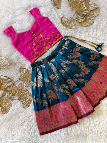 Diya - Pink Blue Designer Minipattu