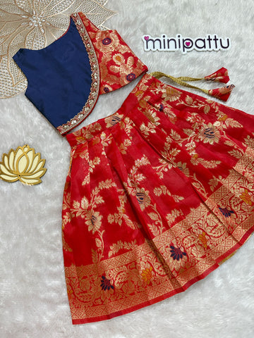 Dharsana - Navy Red Designer Minipattu