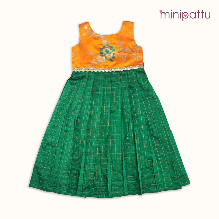 Lavanya - Mustard Green Frock Minipattu