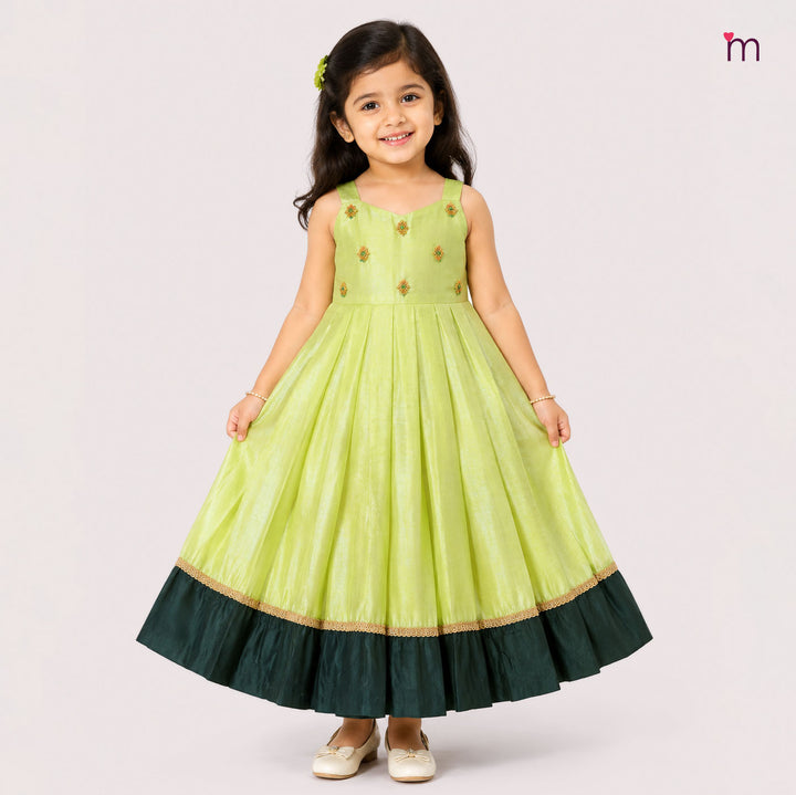 Samaira - Green Tissue Frock Minipattu