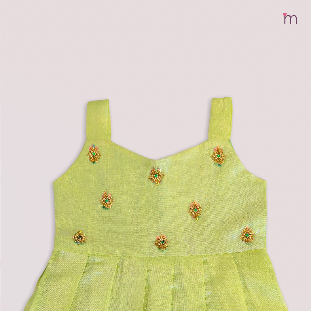 Samaira - Green Tissue Frock Minipattu