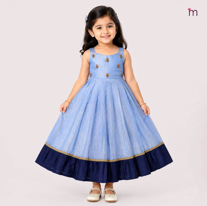 Samaira - Blue Tissue Frock Minipattu