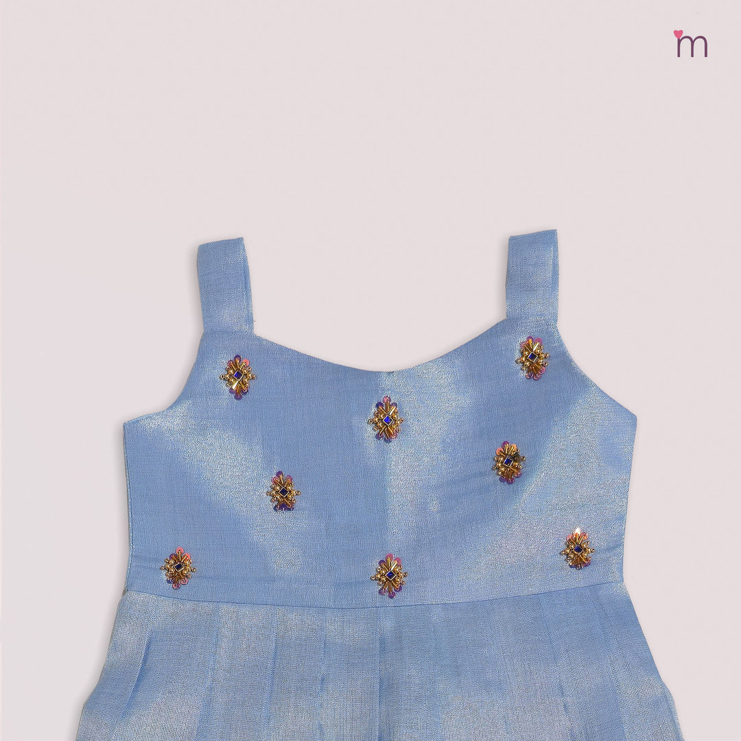 Samaira - Blue Tissue Frock Minipattu