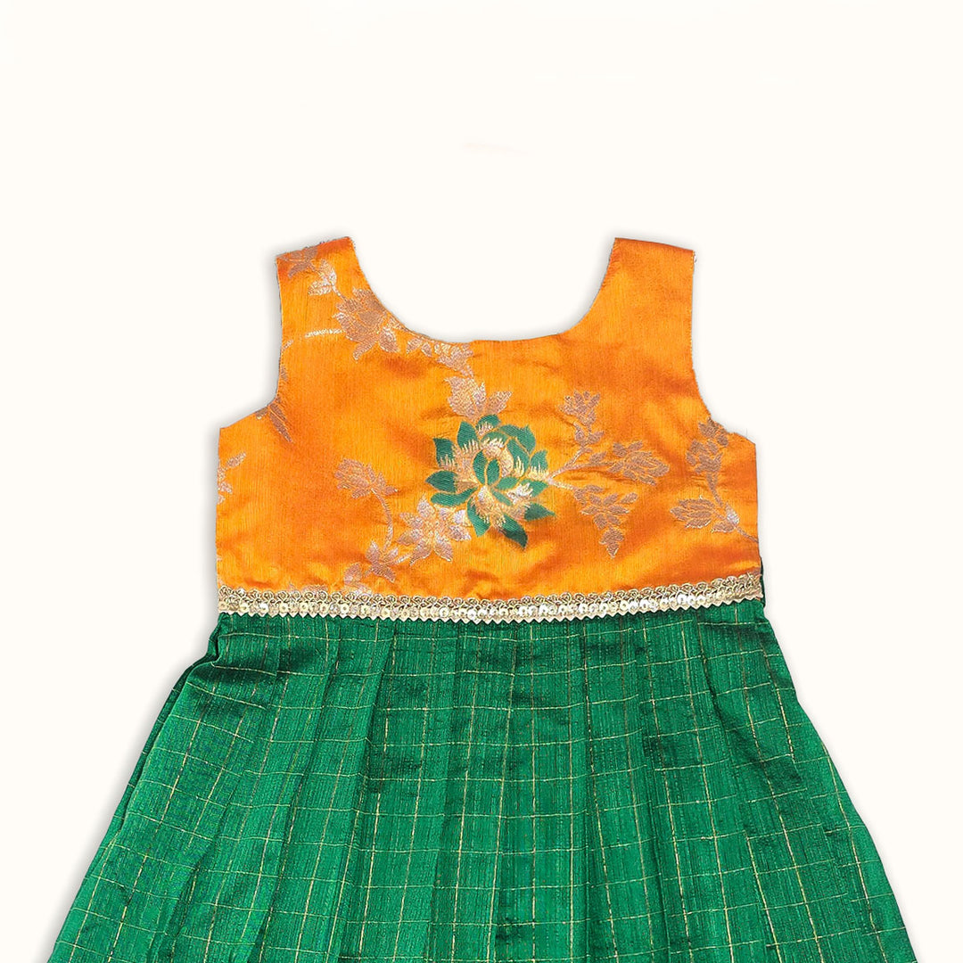 Lavanya - Mustard Green Frock Minipattu