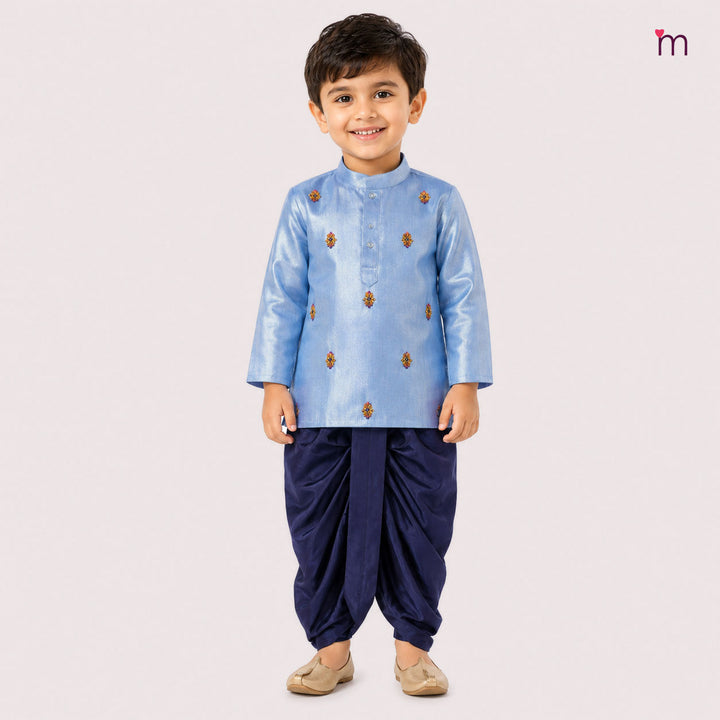 Sarvesh - Blue Tissue Kurta & Dhoti set