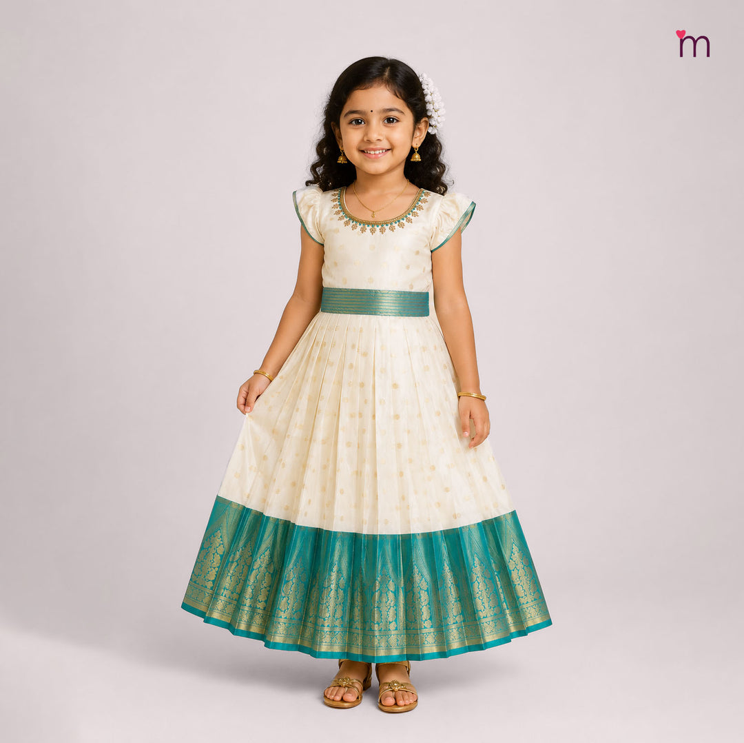Tulasi - Teal Pattu Pavadai Minipattu