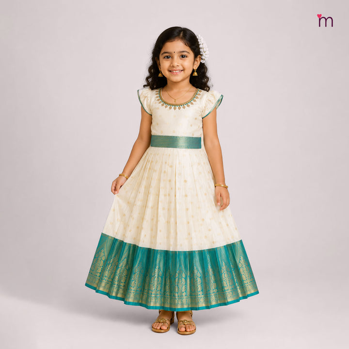 Tulasi - Teal Pattu Pavadai Minipattu