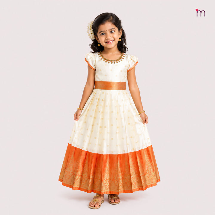 Tulasi - Orange Pattu Pavadai Minipattu