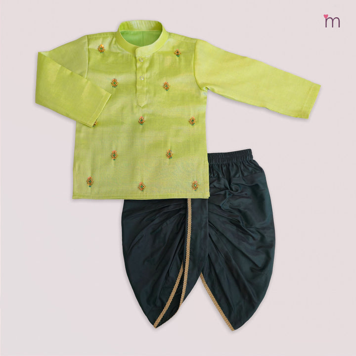 Sarvesh - Green Tissue Kurta & Dhoti set