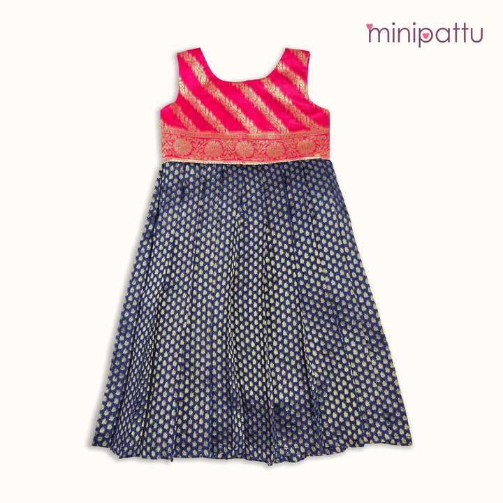 Lavanya - Pink Navy Blue Frock Minipattu