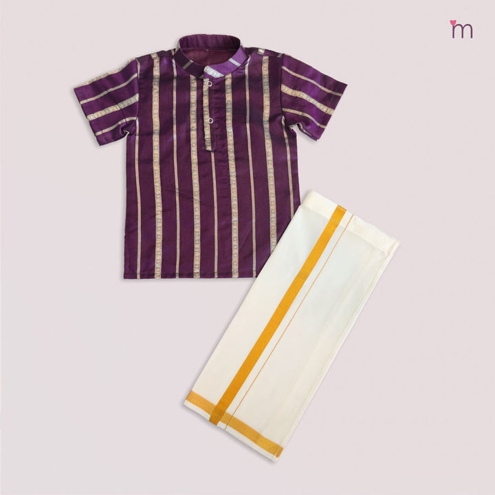 Akash - Violet Shirt & Vesti Set