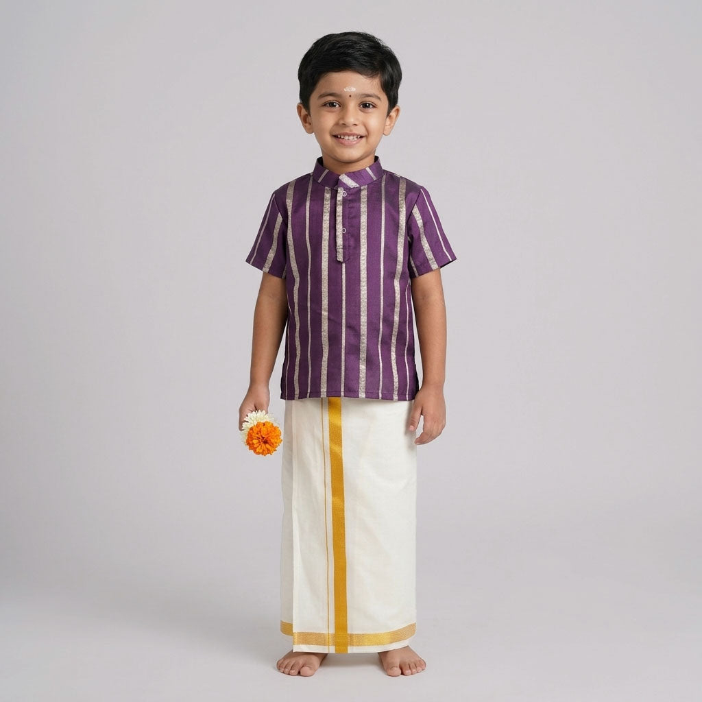 Akash - Violet Shirt & Vesti Set