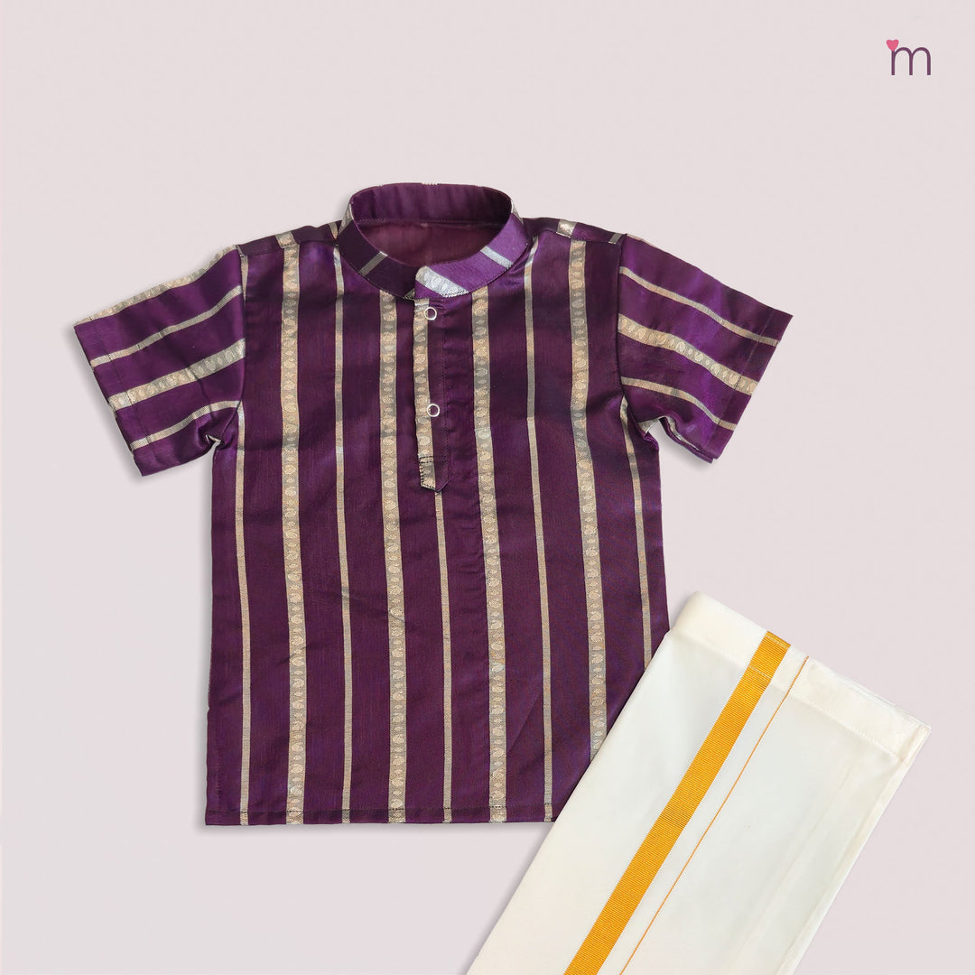 Akash - Violet Shirt & Vesti Set