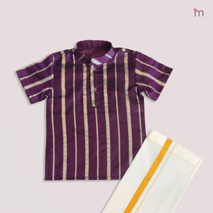 Akash - Violet Shirt & Vesti Set