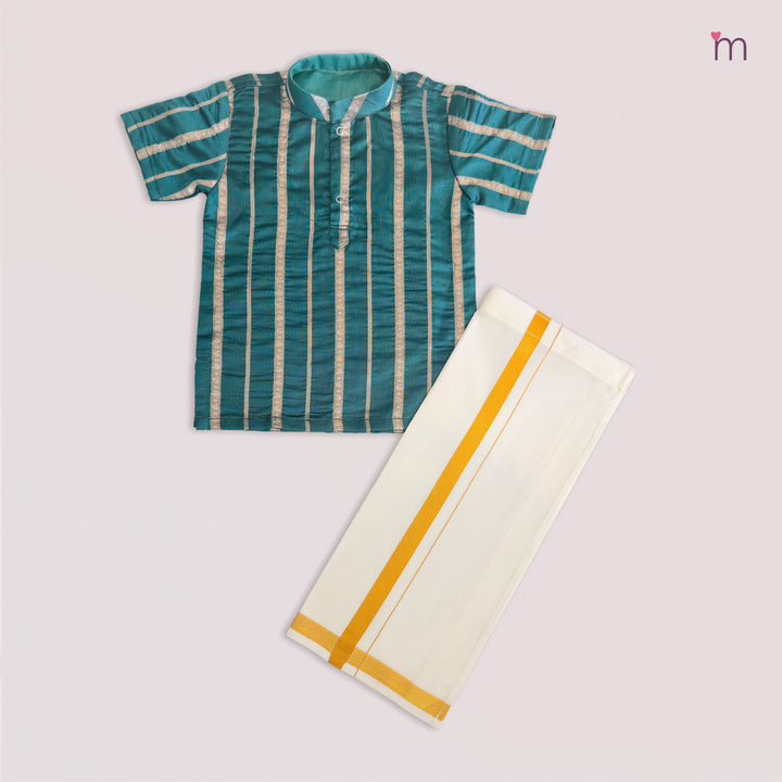 Akash - Teal Shirt & Vesti Set
