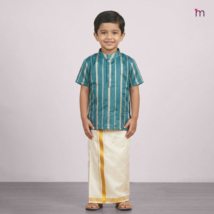 Akash - Teal Shirt & Vesti Set