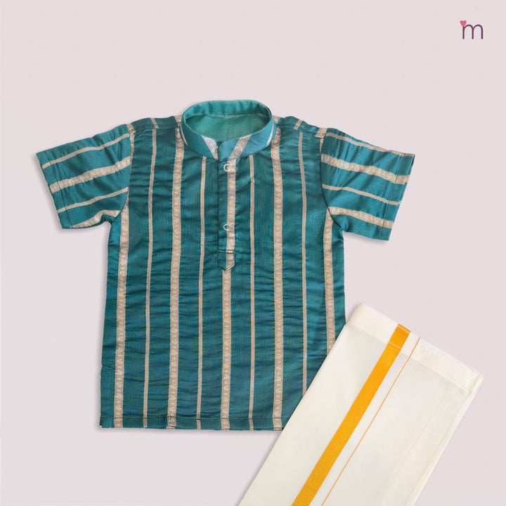 Akash - Teal Shirt & Vesti Set