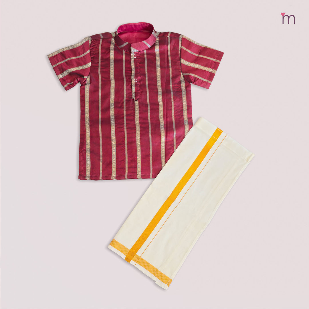 Akash - Maroon Shirt & Vesti Set