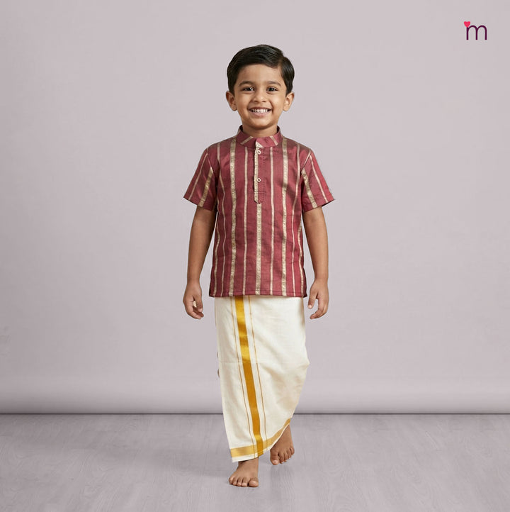 Akash - Maroon Shirt & Vesti Set
