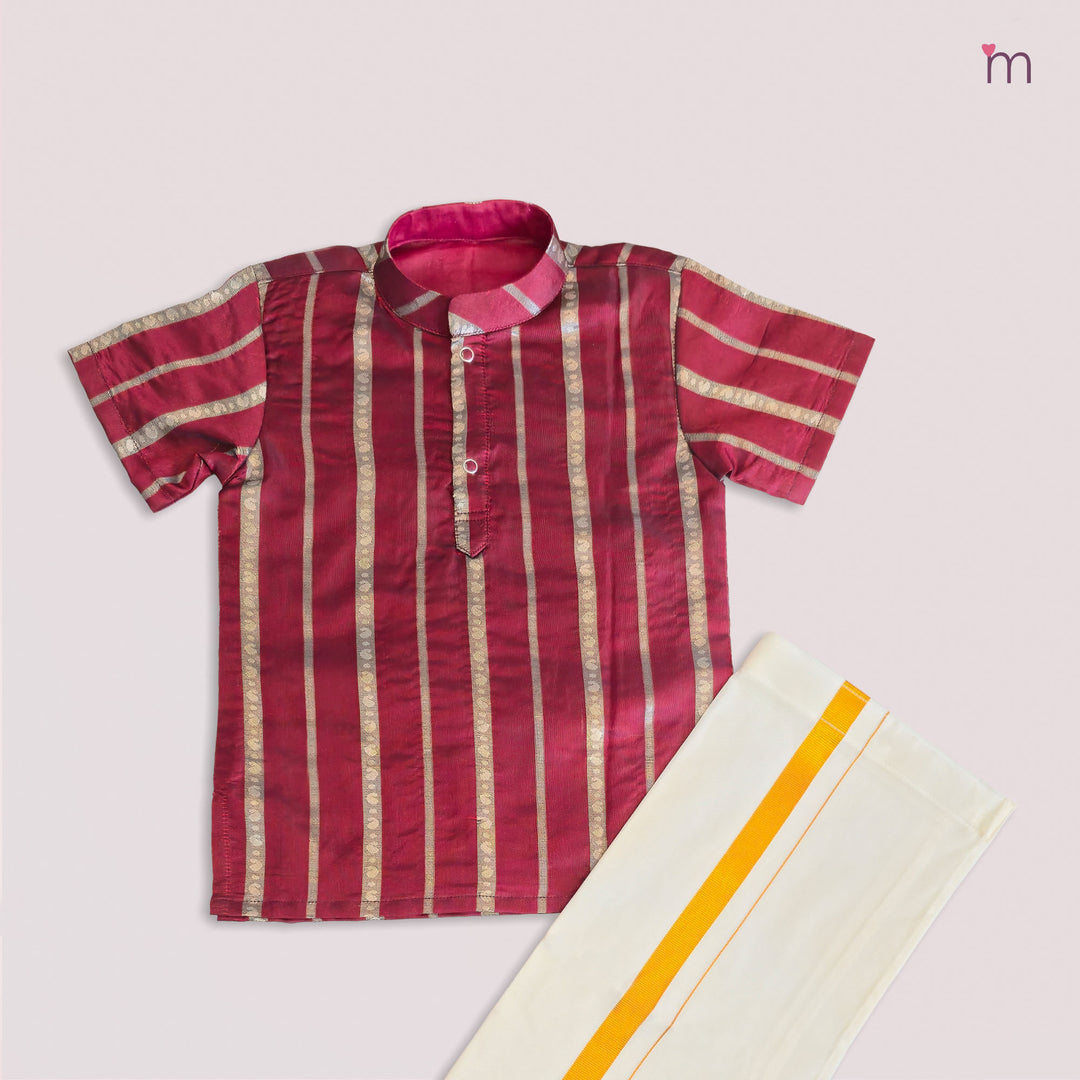 Akash - Maroon Shirt & Vesti Set