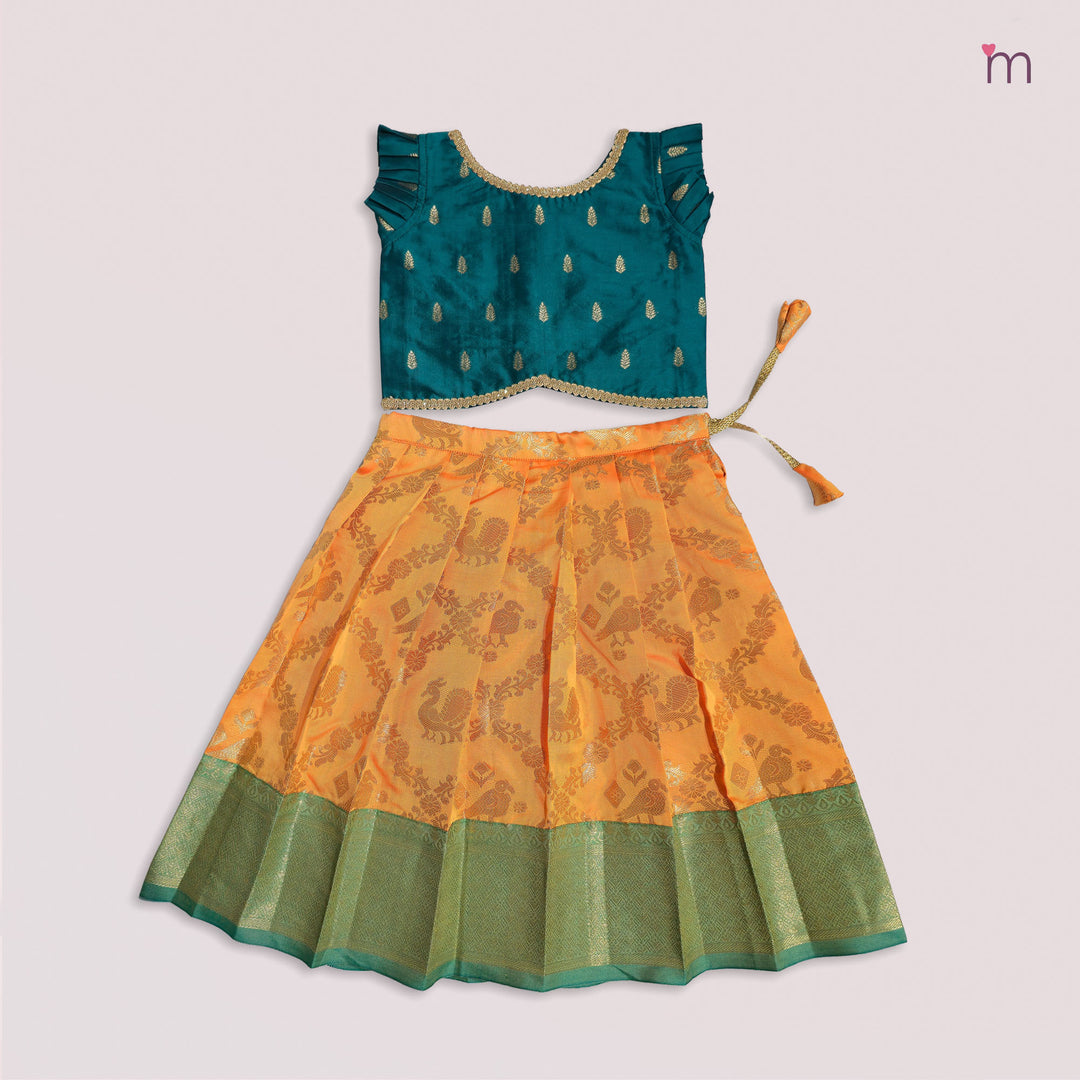 Preetha - Teal Yellow Minipattu