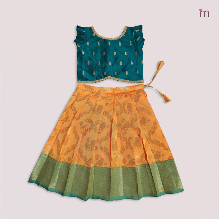 Preetha - Teal Yellow Minipattu