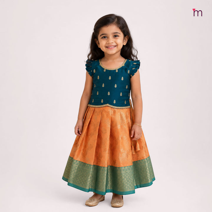 Preetha - Teal Yellow Minipattu