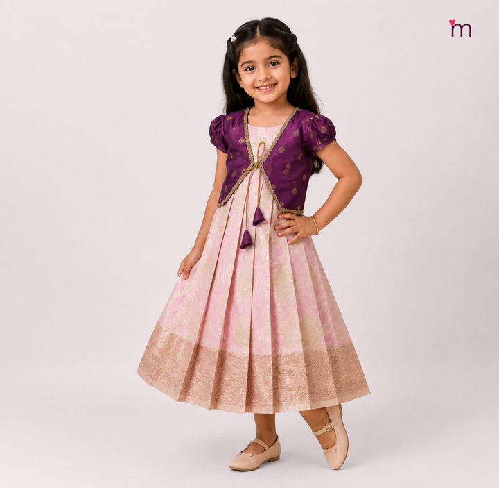Niharika - Magenta Pink 2 in 1 Designer MiniPattu