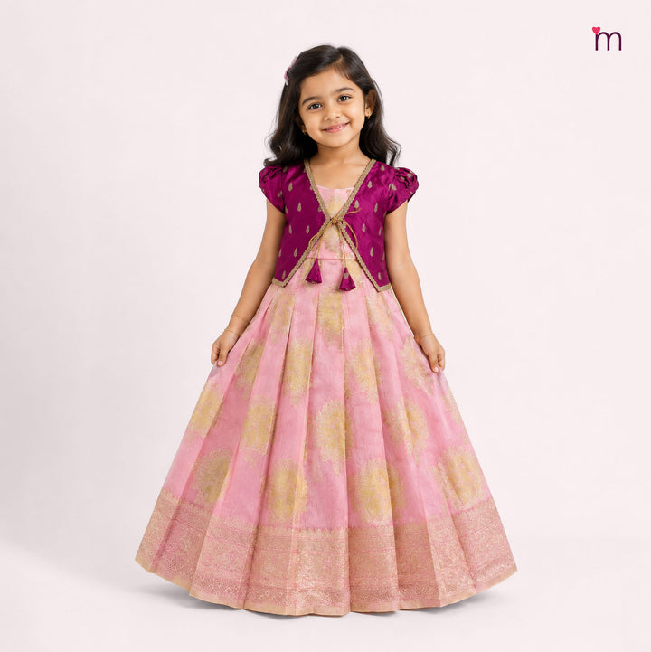 Niharika - Magenta Pink 2 in 1 Designer MiniPattu
