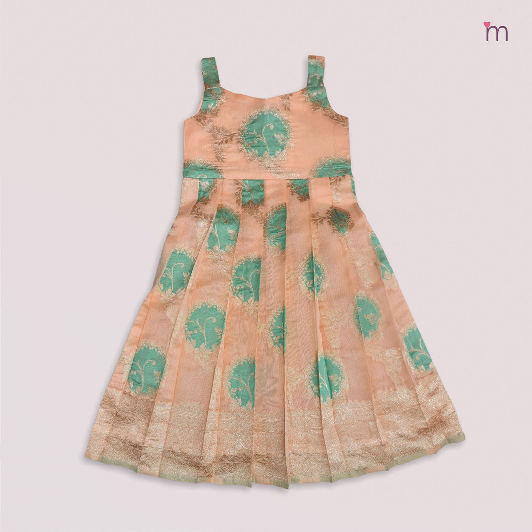 Niharika - Teal Peach 2 in 1 Designer MiniPattu