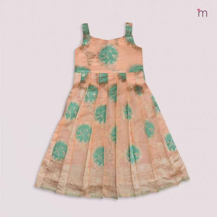 Niharika - Teal Peach 2 in 1 Designer MiniPattu