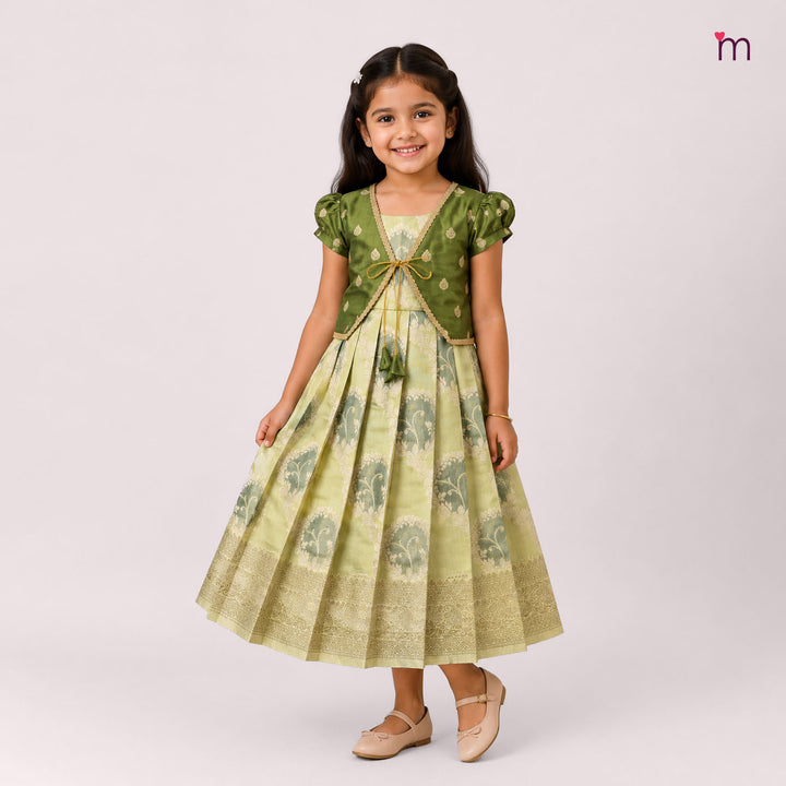 Niharika - Green 2 in 1 Designer MiniPattu