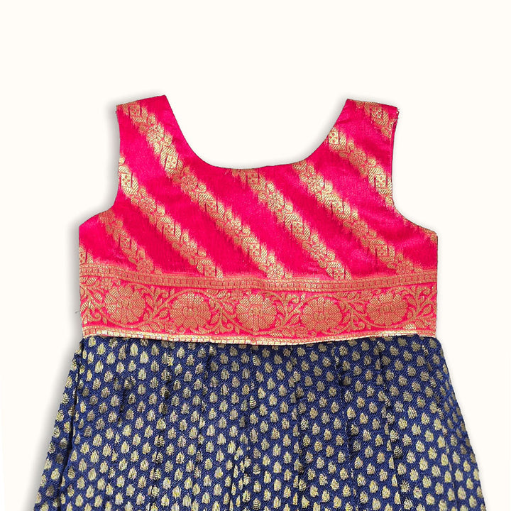 Lavanya - Pink Navy Blue Frock Minipattu