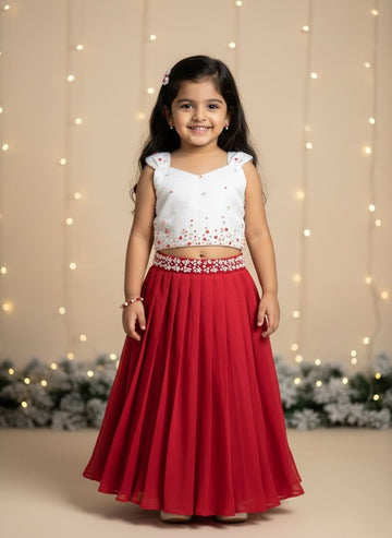 Jingle - White Red Designer Minipattu
