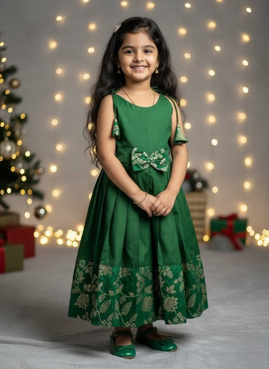 Jingle - Green Brocade Frock Minipattu