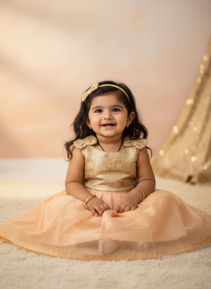Anvika - Peach Frock Minipattu