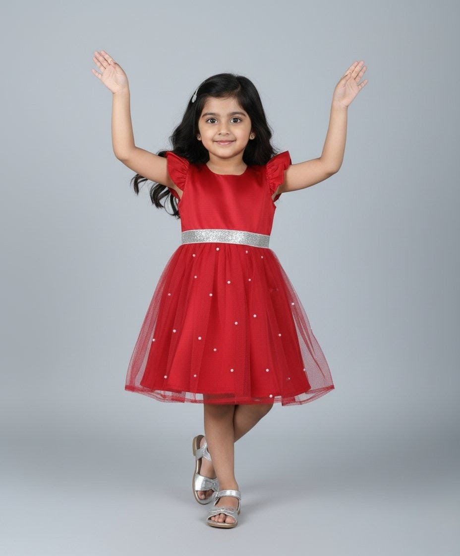 Jingle - Red Satin Frock Minipattu