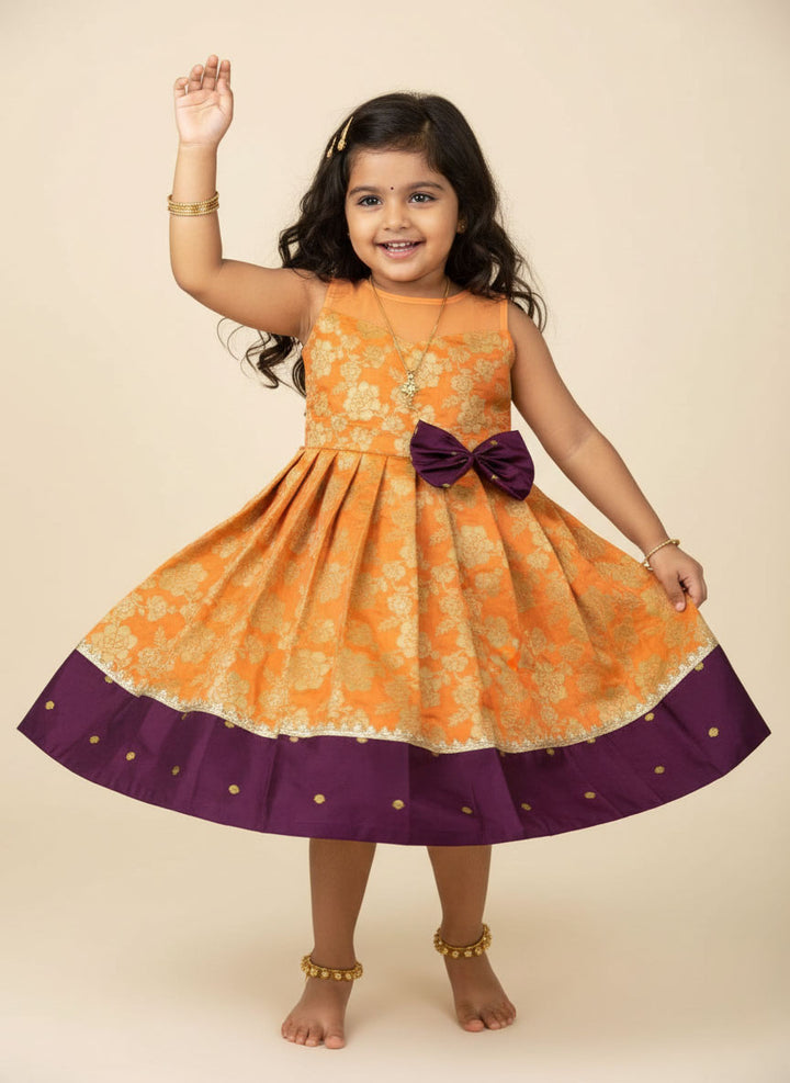 Mithra - Orange Violet Frock Minipattu