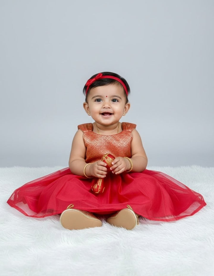 Anvika - Rani Pink Frock Minipattu