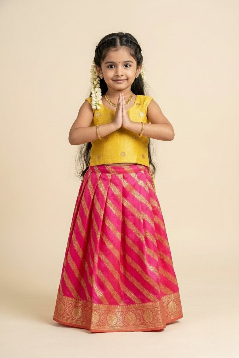 Kayal - Gold Pink Designer Minipattu
