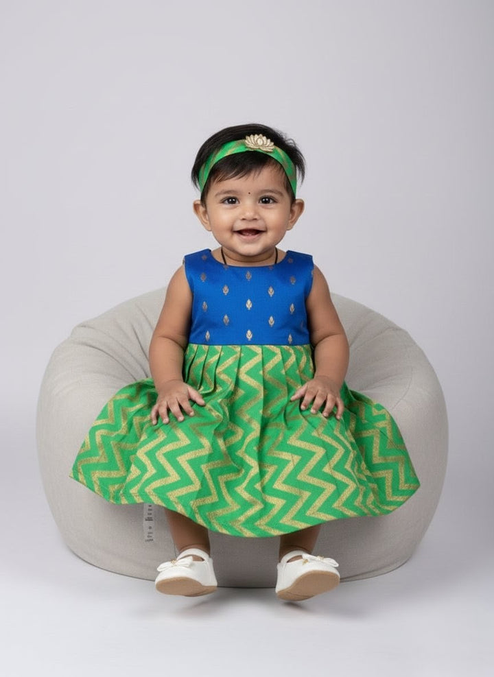 Keerthi - Blue Green Frock Minipattu