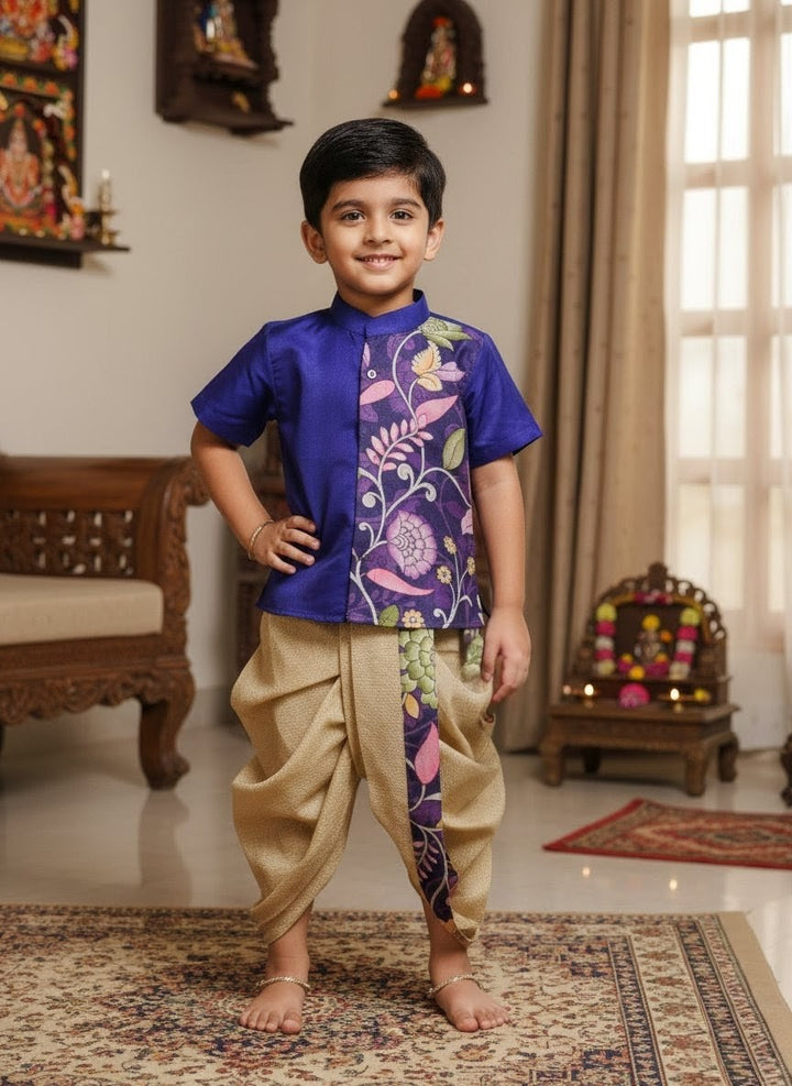 Yuvan - Violet Kurta & Dhothi Set