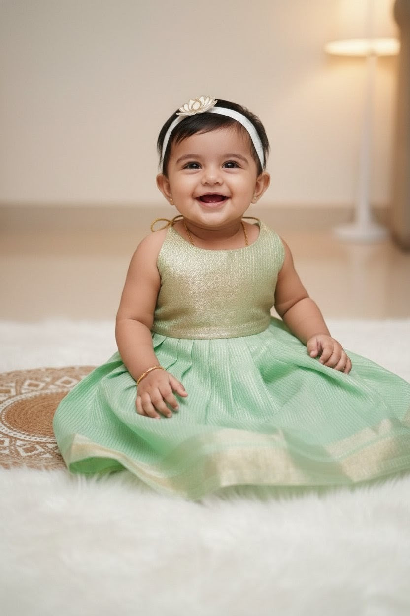 Green Tissue Frock Minipattu