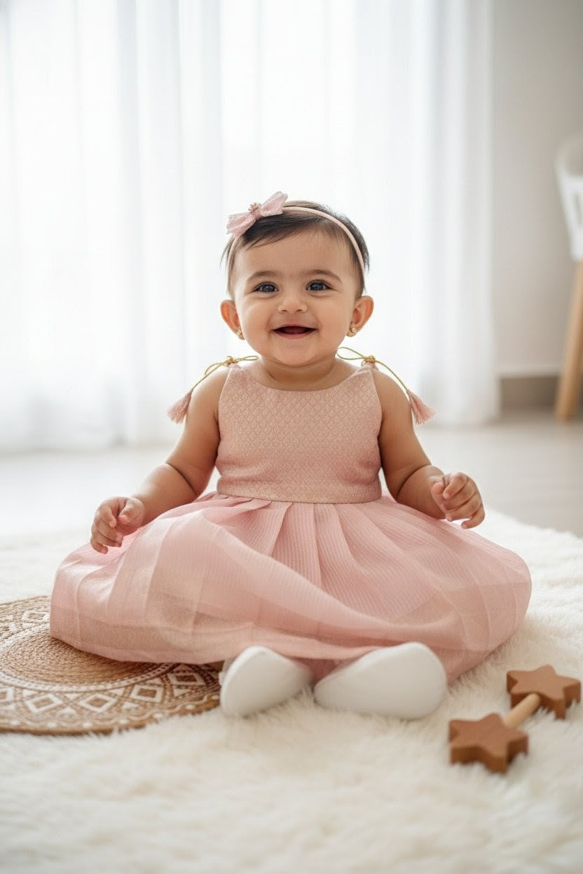 Pink Tissue Frock Minipattu